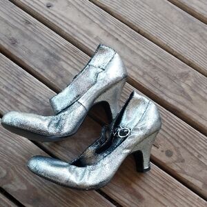 Silver Women's Ankle Wrapped Heels